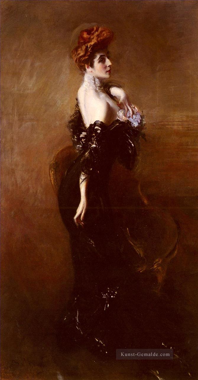 Porträt von Madame Seiten Im Abendkleid genre Giovanni Boldini Ölgemälde